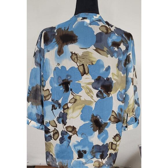 cj banks Women's Blouse Multi Colored  Button Down, 3/4 Sleeve, Covered buttons - Picture 4 of 5